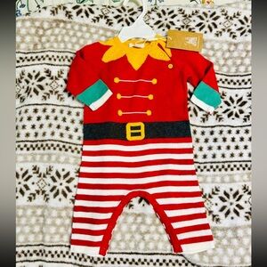 Angel Dear Baby Knit RED ELF Romper 3/6